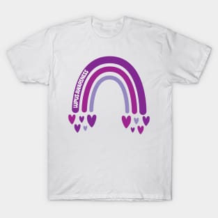 Lupus Awareness Rainbow with hearts T-Shirt